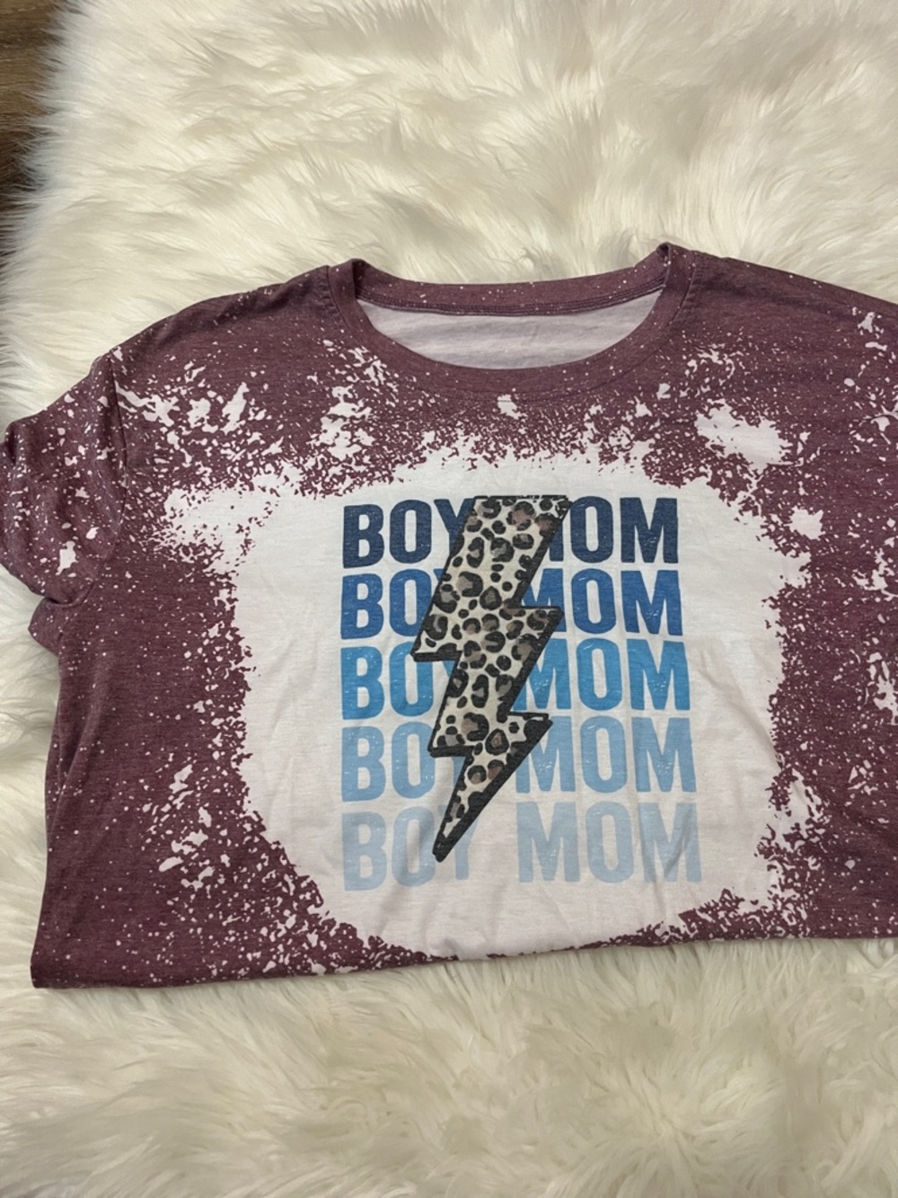 Boy Mom Lightning Bolt Graphic Tee - Maroon & Blue